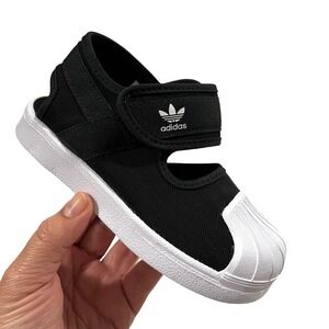 Adidas Superstar 360 Toddler Girls Closed Toe Sandals Sz 9.5 Black White Slip-on